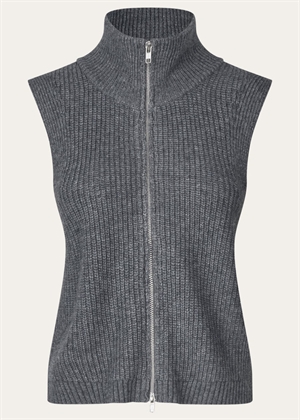 Fave knit zip vest Dark Grey Melange Oval Square